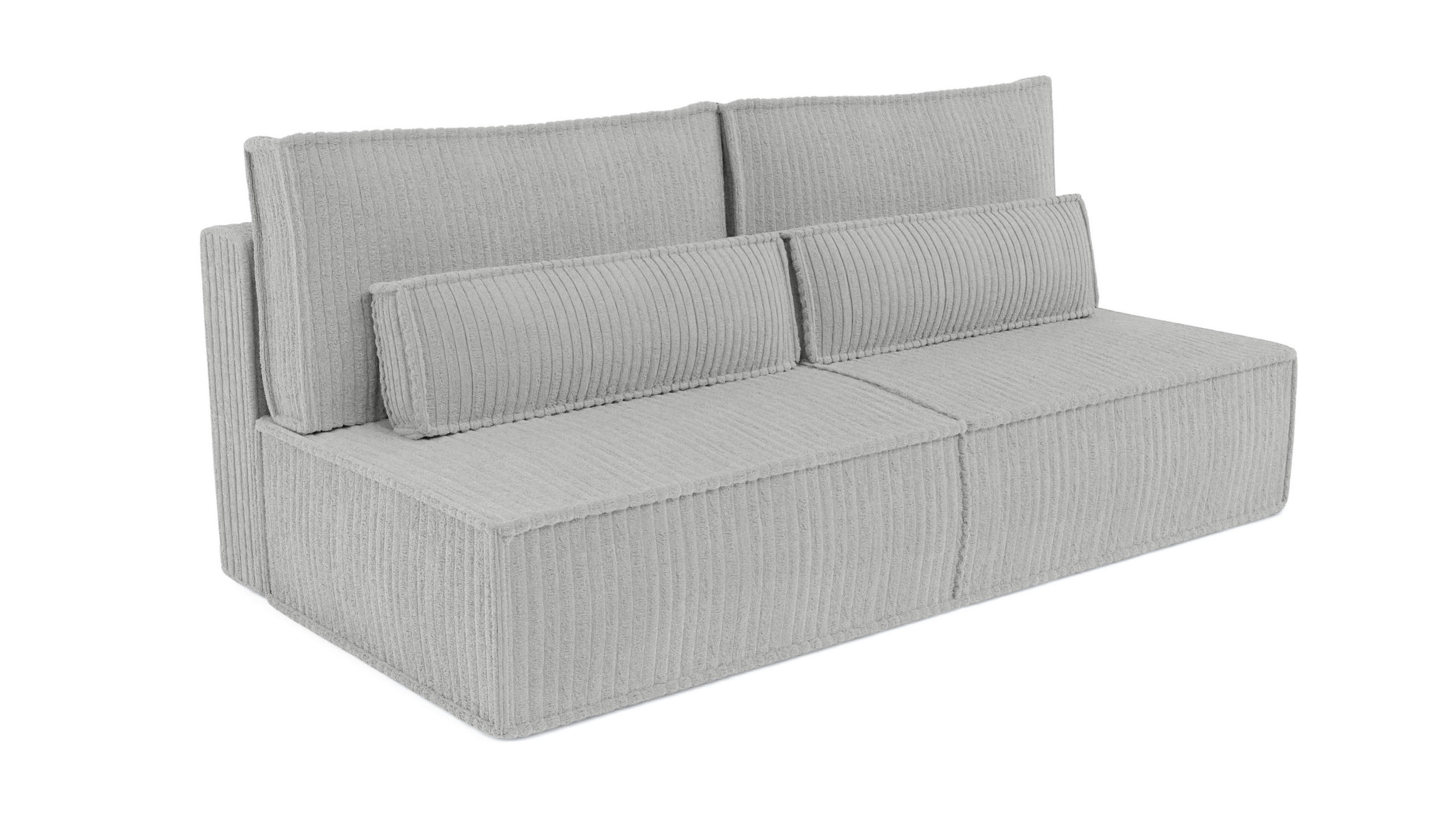 BETTSOFA LINO Hellgrau Kordstoff mit Schlaffunktion - Hellgrau, Textil (97/87/198cm) - MASSENO