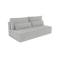 BETTSOFA LINO Hellgrau Kordstoff mit Schlaffunktion - Hellgrau, Textil (97/87/198cm) - MASSENO