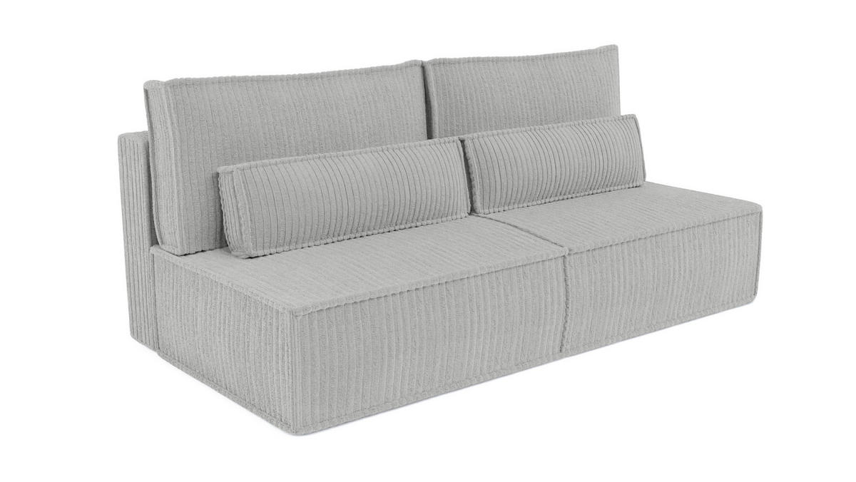 BETTSOFA LINO Hellgrau Kordstoff mit Schlaffunktion - Hellgrau, Textil (97/87/198cm) - MASSENO