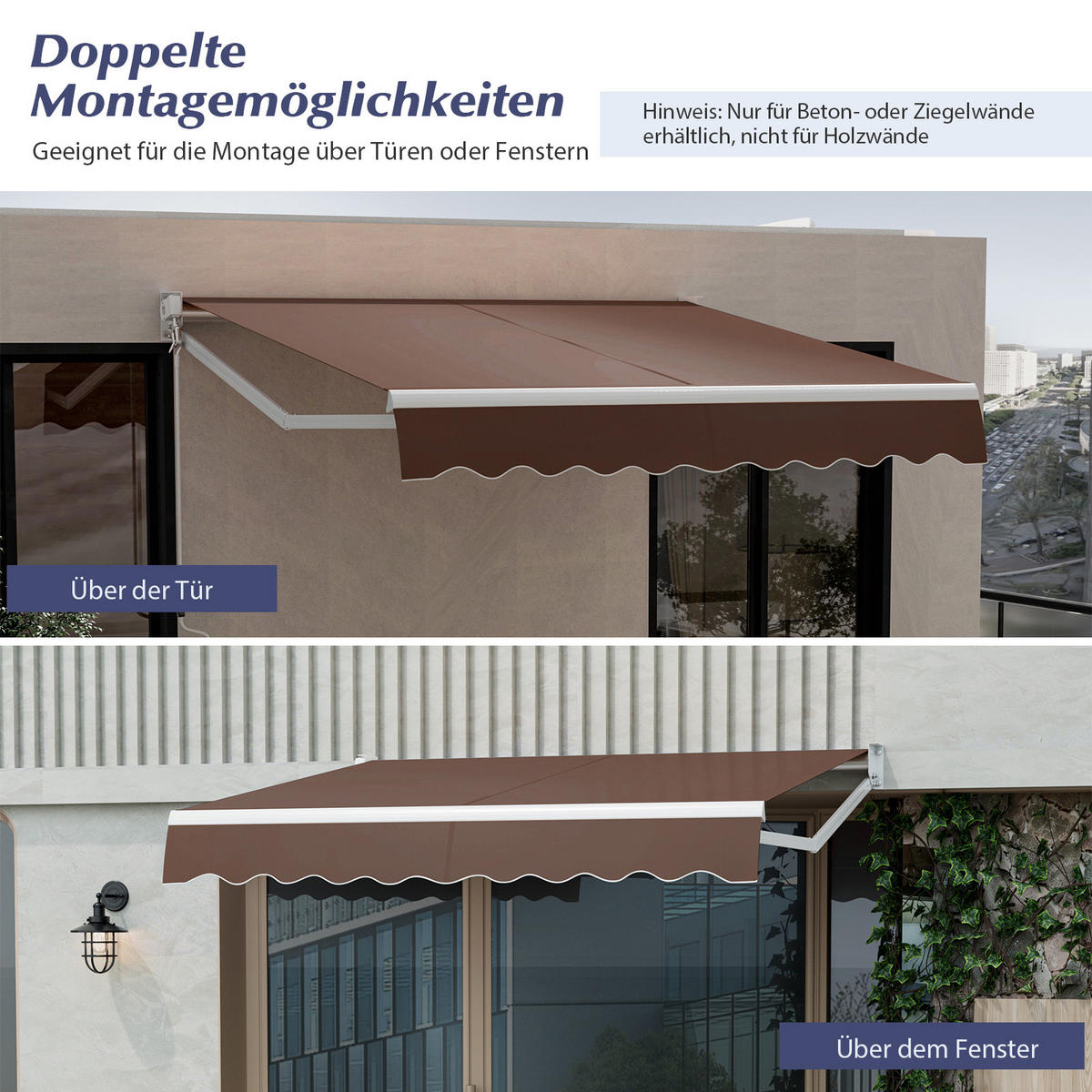 GELENKARMMARKISE Braun - Braun, Metall (250/1/295cm) - COSTWAY