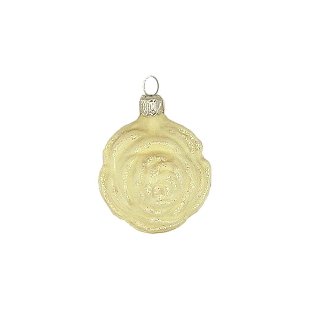 CHRISTBAUMSCHMUCK Kleine Rose samtweiß 6 cm - Multicolor, Metall (0.1/6/0.1cm)