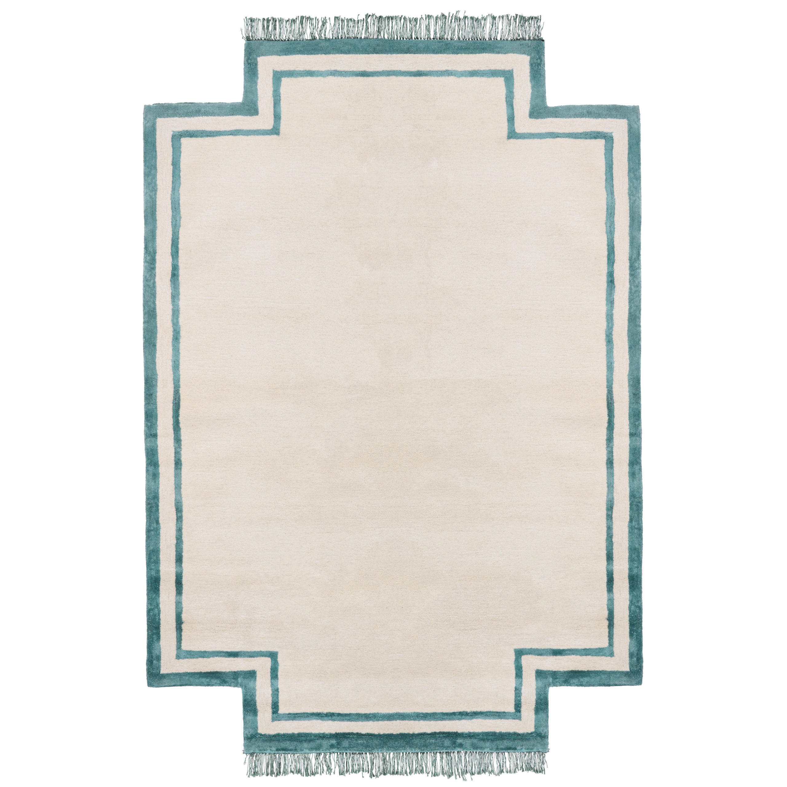 KURZFLOR-TEPPICH Beige 160/230 cm Berwari - Blau/Beige, Textil (160/230cm) - Beliani