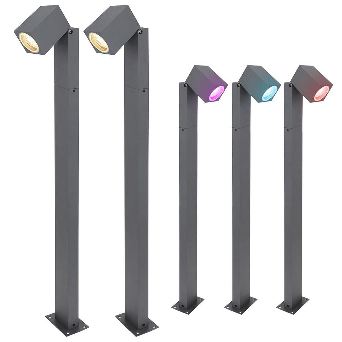 LED STEHLEUCHTE Aluminium Anthrazit 2er Set - Anthrazit, Metall (11.5/7.2/80cm)