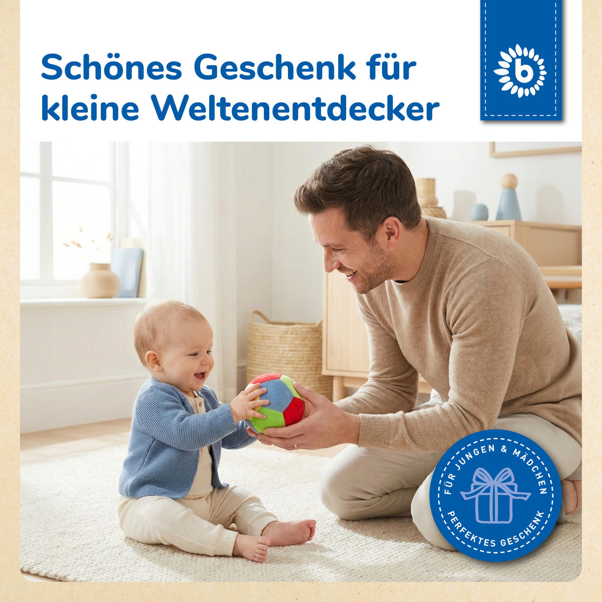 RASSEL Ball Kleinkinder - ab 6 Monat - Multicolor, Textil (11/11cm) - Bieco Spielwaren