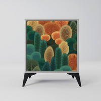 SIDEBOARD AUTUMN KALEIDOSCOPE, Grau, 57,5x42x70,5 cm, Schwarze Metall-Sternfüße - Multicolor/Schwarz, Holzwerkstoff/Metall (57.5/70.5/42cm) - SpaceRebels