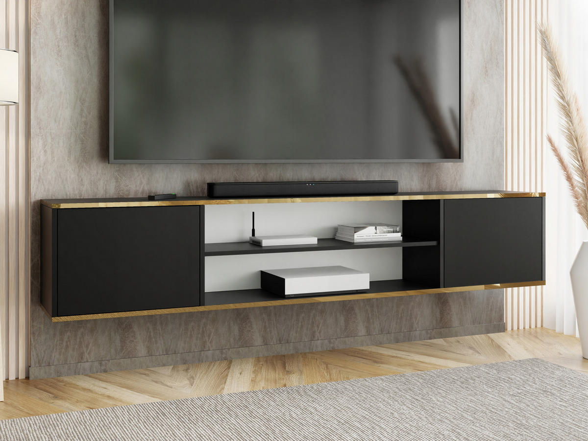 TV-LOWBOARD EDI GOLD 4 Schwarz – 2-türig - Goldfarben/Schwarz, Holzwerkstoff (206.4/42/38.9cm)