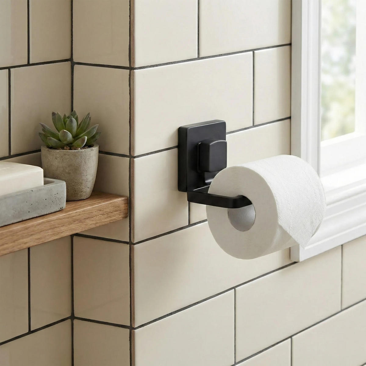 HALTER Für Toilettenpapier Rea Black 381698 - Schwarz, Metall (7/13/10cm) - REA