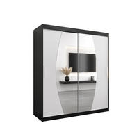 SCHWEBETÜRENSCHRANK 200/180/62 2-türig - Silberfarben/Schwarz, Holz/Kunststoff (180/200/62cm) - Abiks Möbel