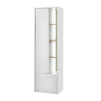 HOCHSCHRANK M20 Weiß Hochglanz & Eiche Dekor 45/150/30 cm - Weiß Hochglanz, Holzwerkstoff (45/150/30cm) - Livojo