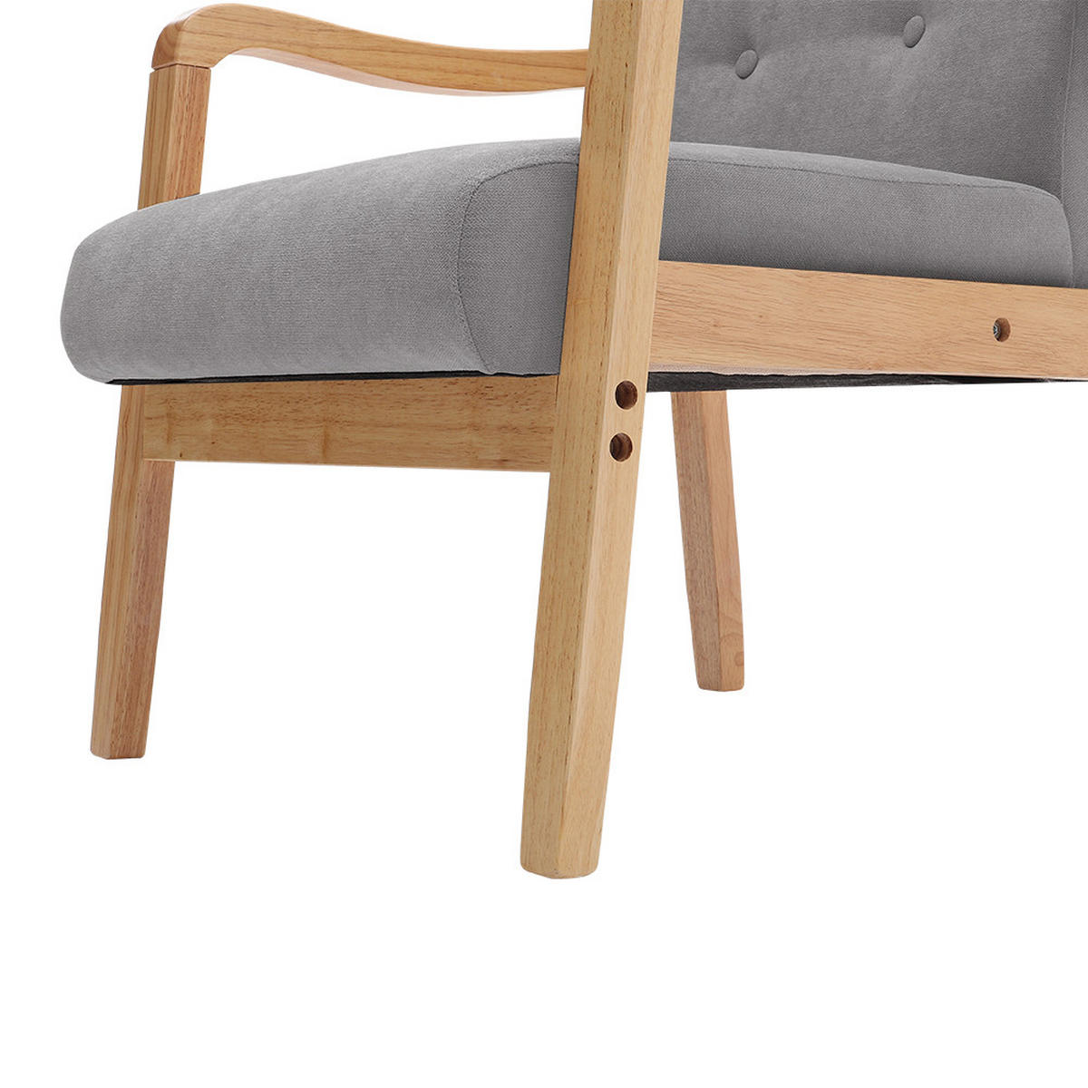 POLSTERSESSEL 70/63/78 cm Armlehnen Holzrahmen Leinen Grau - Naturfarben/Grau, Holz/Textil (70/78/63cm) - Livingandhome