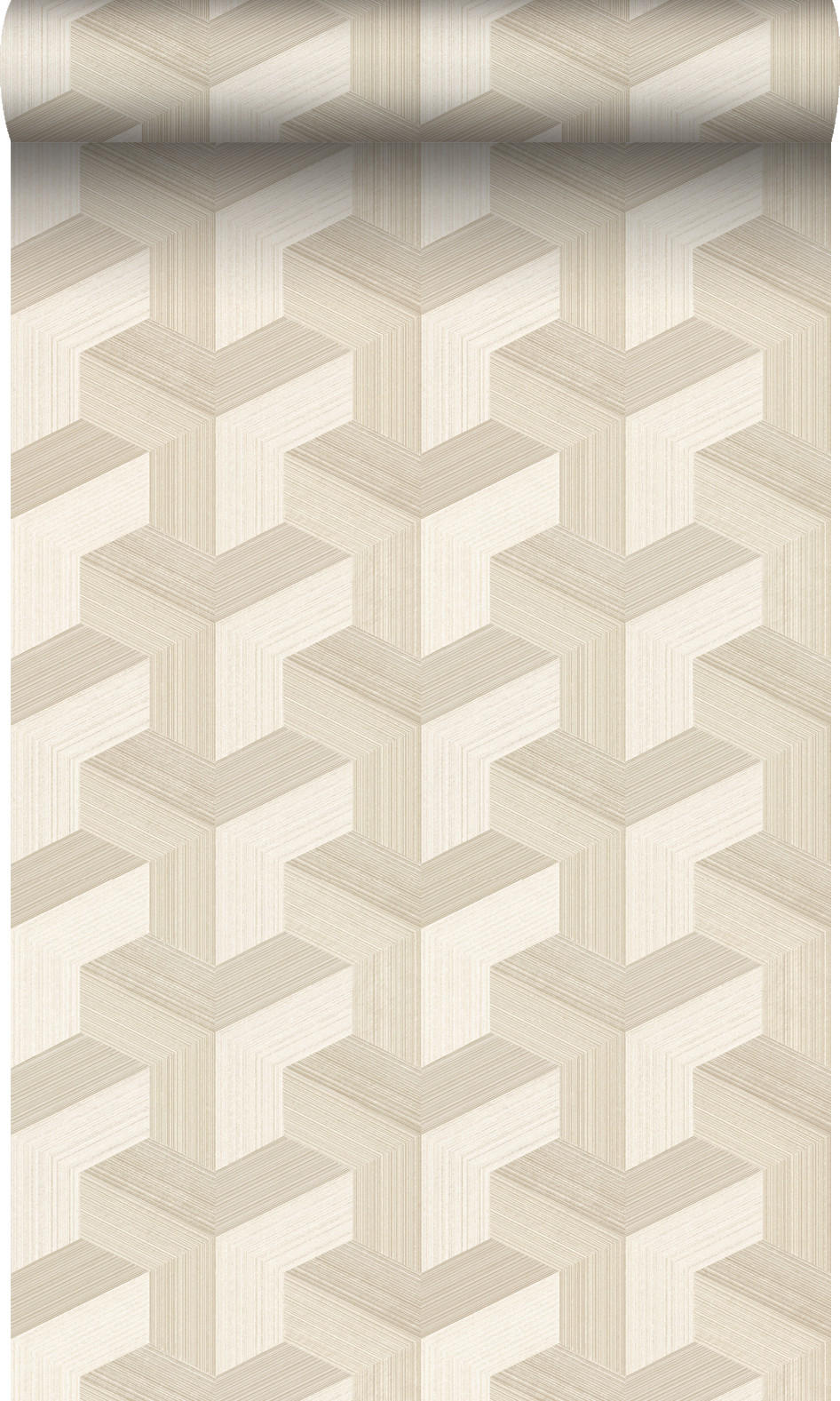 TAPETE 3D-Muster 50 x 900 cm - Beige, Papier (50/900cm) - Origin Wallcoverings