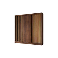 SCHWEBETÜRENSCHRANK Erika 240 cm mit Lamellen ohne Spiegel 3-türig, Nuss Warmia, artisan - Dunkelbraun/Braun, Kunststoff (240/216/51cm) - Margaret Hadas24