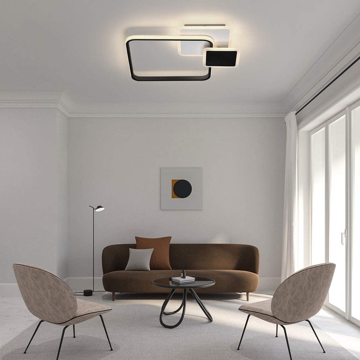 LED-DECKENLEUCHTE Magdalena 47/41/7 cm - Schwarz, Metall (47/41/7cm) - Nettlife