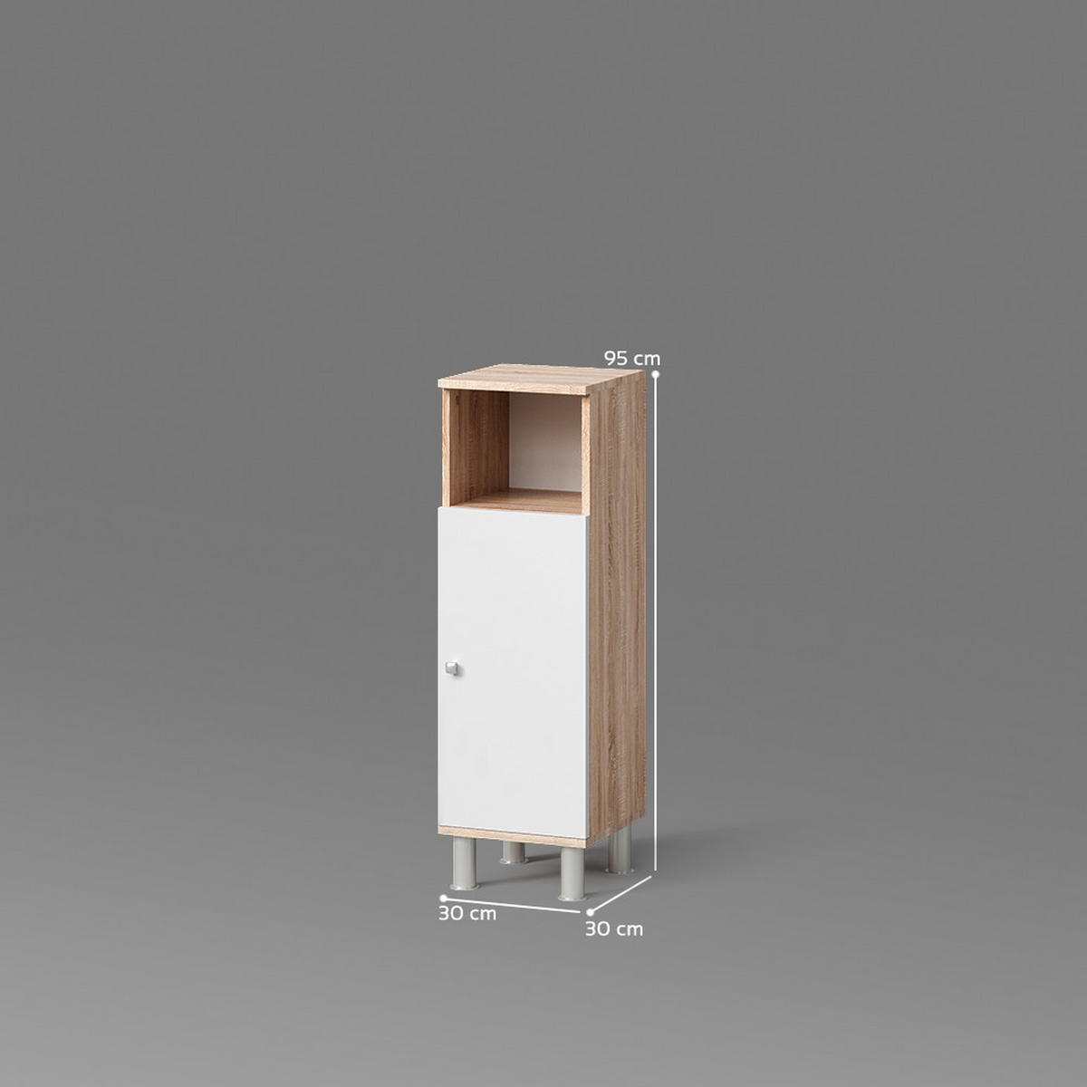 MIDISCHRANK Fucino Sonoma 30 x 95 cm - Sonoma Eiche, Holzwerkstoff (30/95/30cm) - Livinity®