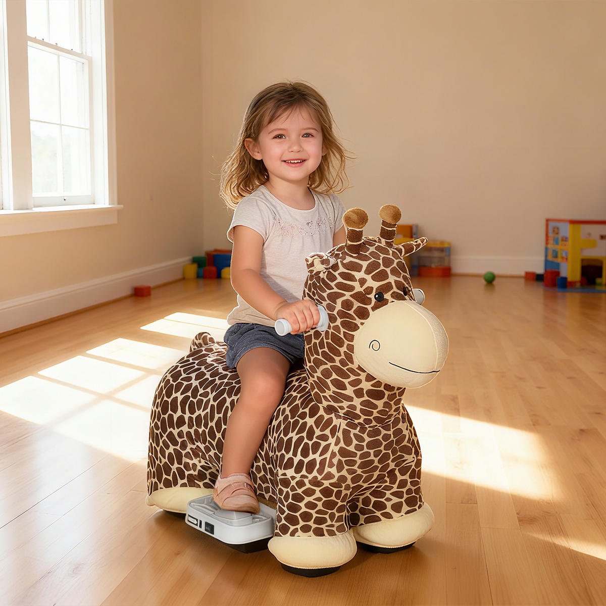 REITGIRAFFE DE-10213 batteriebetrieben mit Musik, leise Räder Braun - Braun, Textil (34/51/74cm) - ComfortXL