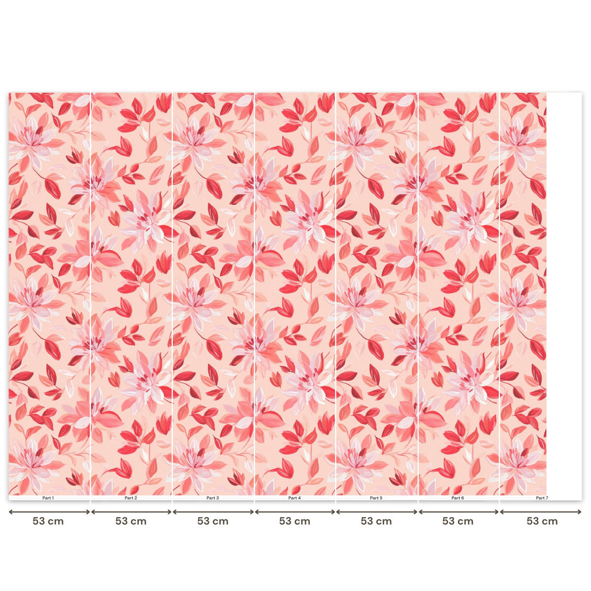 TAPETE - Botanisch - Blumen - Rot - 300x220 cm - Koralle, Papier (300/220cm) - OnlyWow