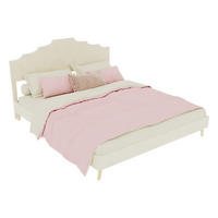 POLSTERBETT 160/200 cm DE-32982 mit geometrischem Kopfteil Beige - Beige, Metall (160/200cm) - ComfortXL