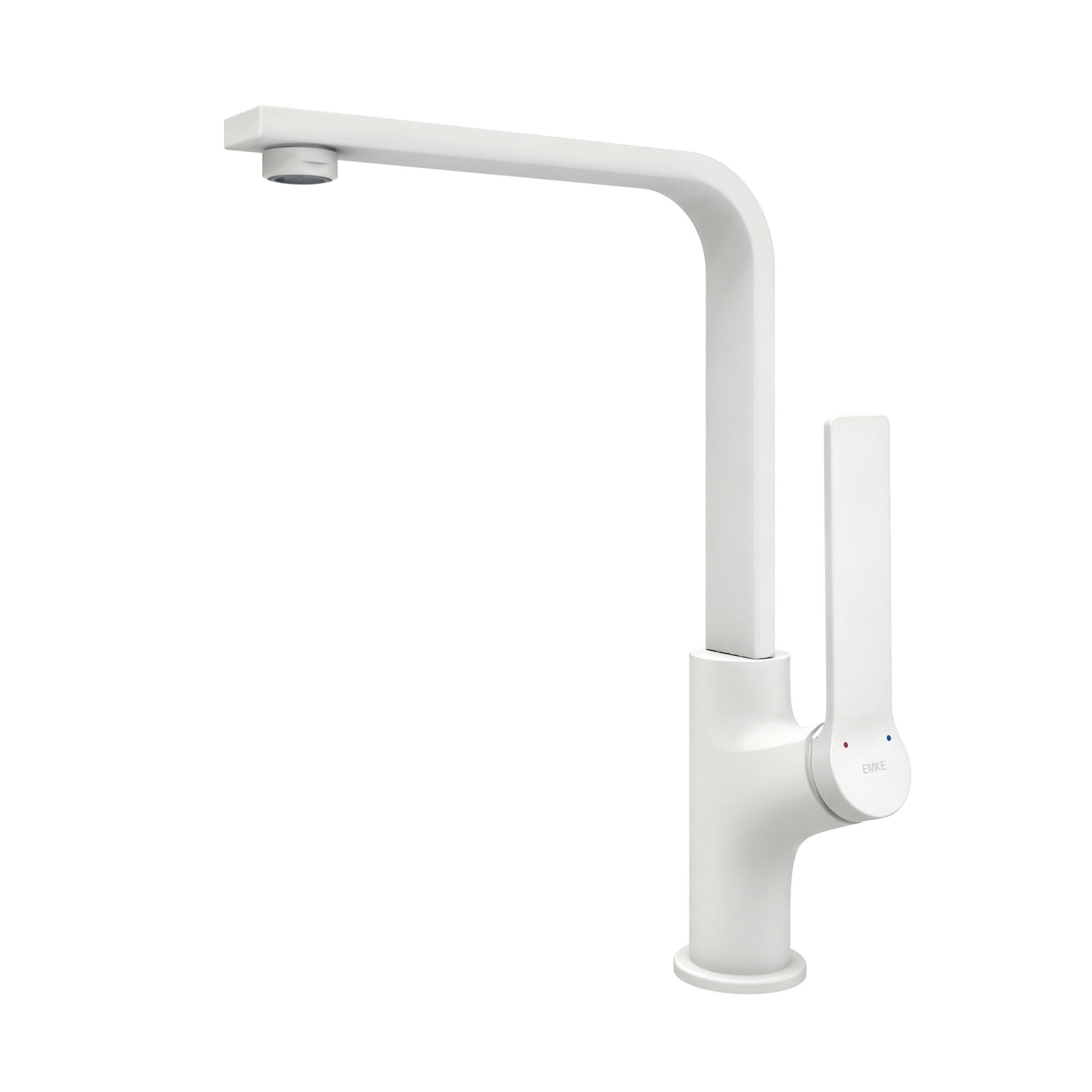 KÜCHENARMATUR mit 360° Drehbar Edelstahl Einhebelmischer Weiß Matt - Weiß, Metall (22.5/10.1/30.3cm) - EMKE