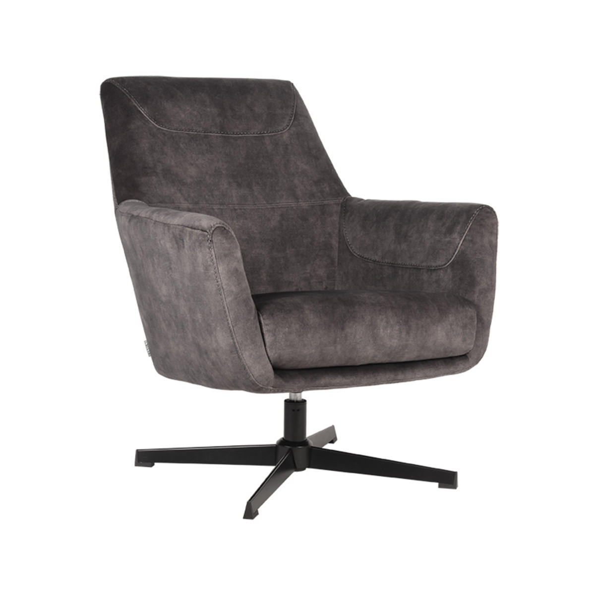 SESSEL Toby Grau 80/75/85 cm - Dunkelgrau, Textil (75/85/80cm) - LABEL51