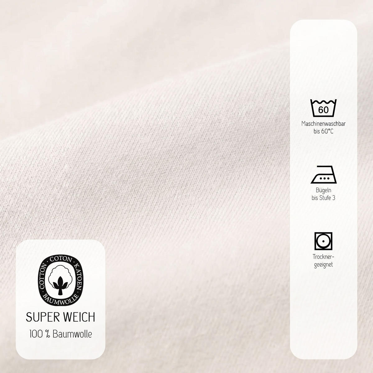 SPANNBETTTUCH Premium Jersey natur, 60x120 cm - 70x140 cm - Naturfarben, Textil (70/140cm) - biberna