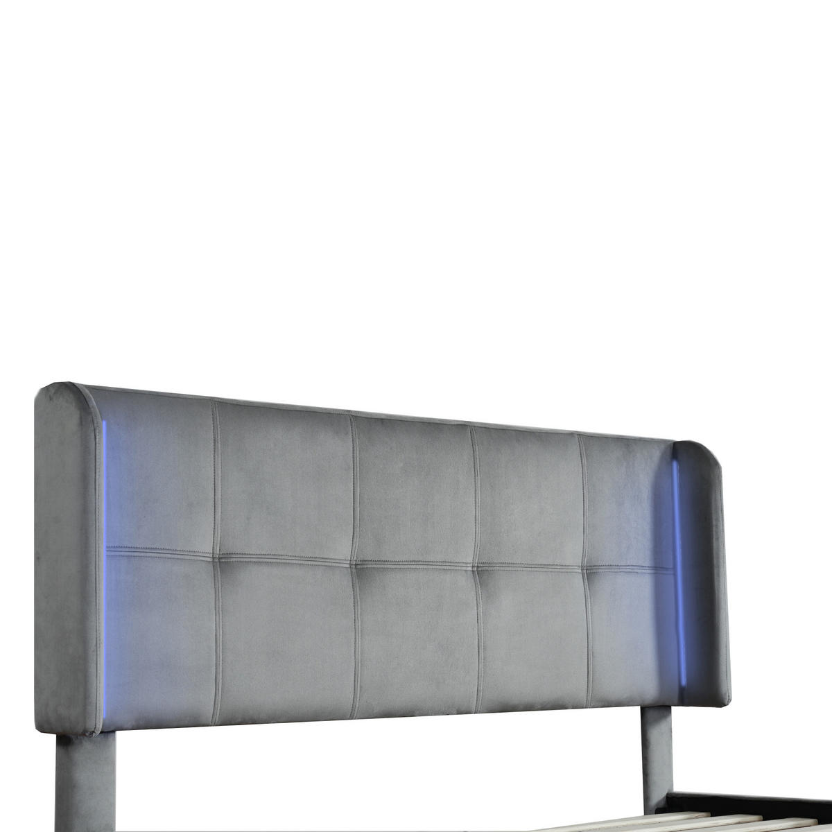 POLSTERBETT 140/200 cm DE-00478, in Grau, 16-farbiger LED-Leiste - Grau, Holz (140/200cm) - ComfortXL