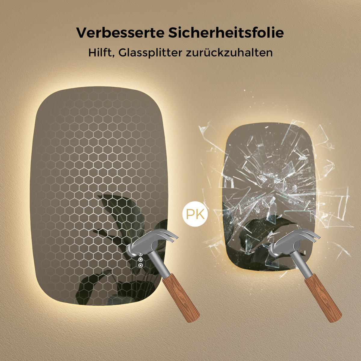BADSPIEGEL MIT BELEUCHTUNG 80/50 cm Oval mit dimmbarer LED-Beleuchtung und Antibeschlag - Transparent, Glas (50/80/2.5cm) - S'AFIELINA