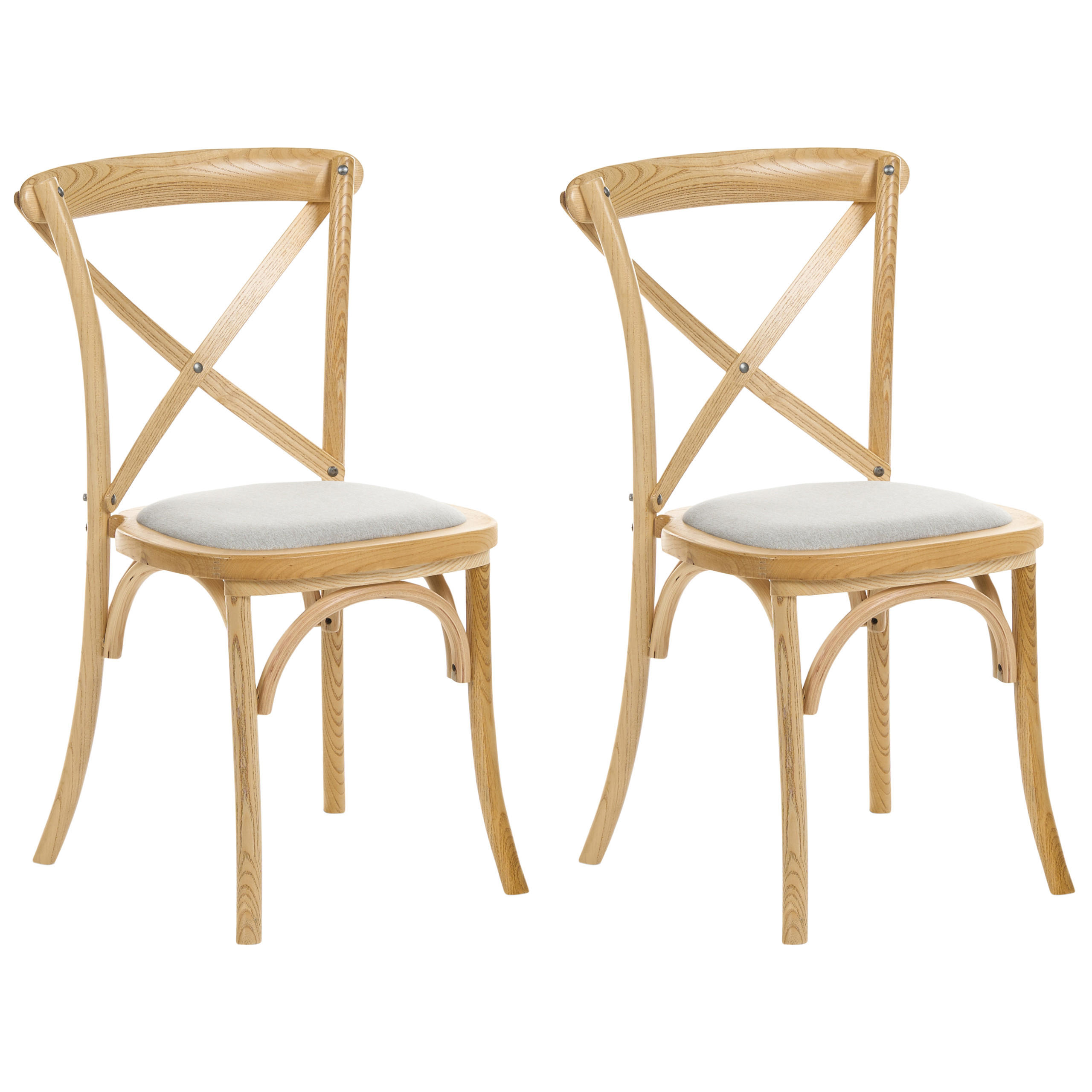 STUHL 2er-Set Holz Hellbraun/Beige Lyons - Hellbraun, Holz (50/88/55cm) - Beliani