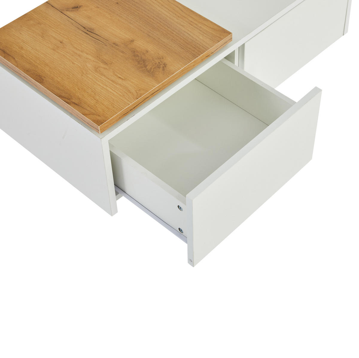COUCHTISCH 75/75/33,5 cm weiß hochglänzend mit beweglichen Tischplatten - Weiß, Holzwerkstoff (75/75/33.5cm) - OKWISH