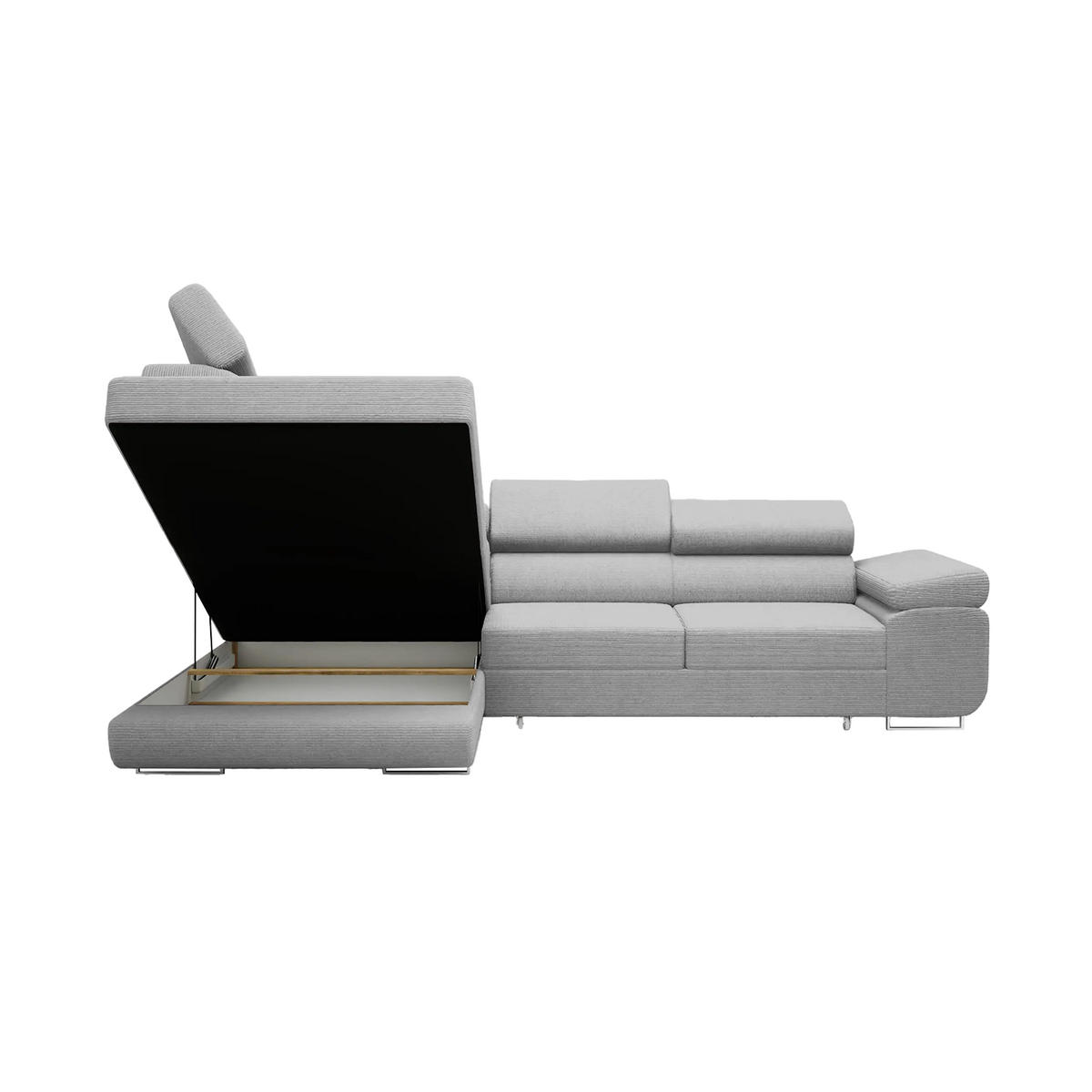 ECKSOFA Warton mit Schlaffunktion, Hellgrau - Hellgrau, Textil (275/202cm) - Fedve