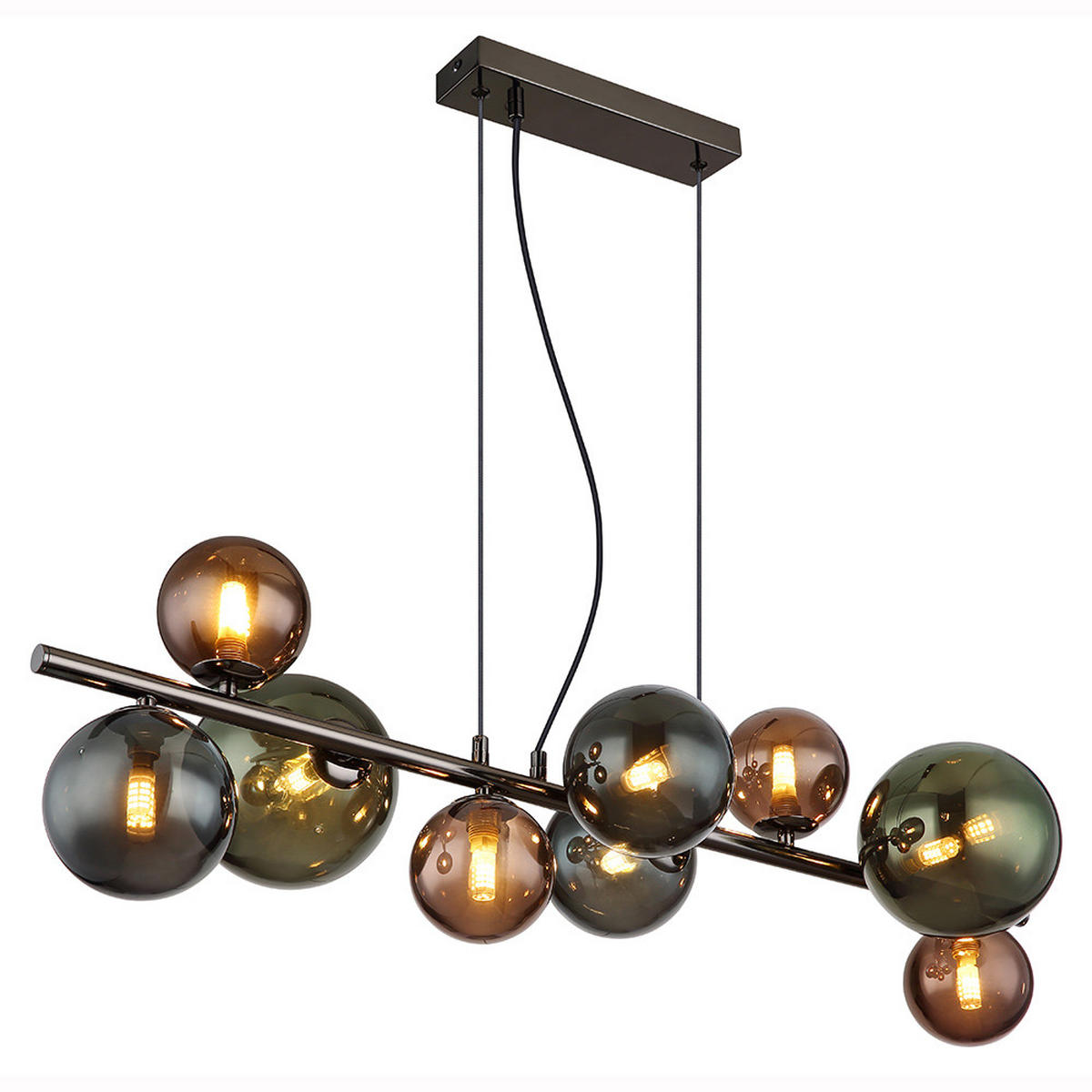 LED HÄNGELAMPE Metall Grau 9-flammig - Grau, Glas (86/36/120cm) - Globo Lighting