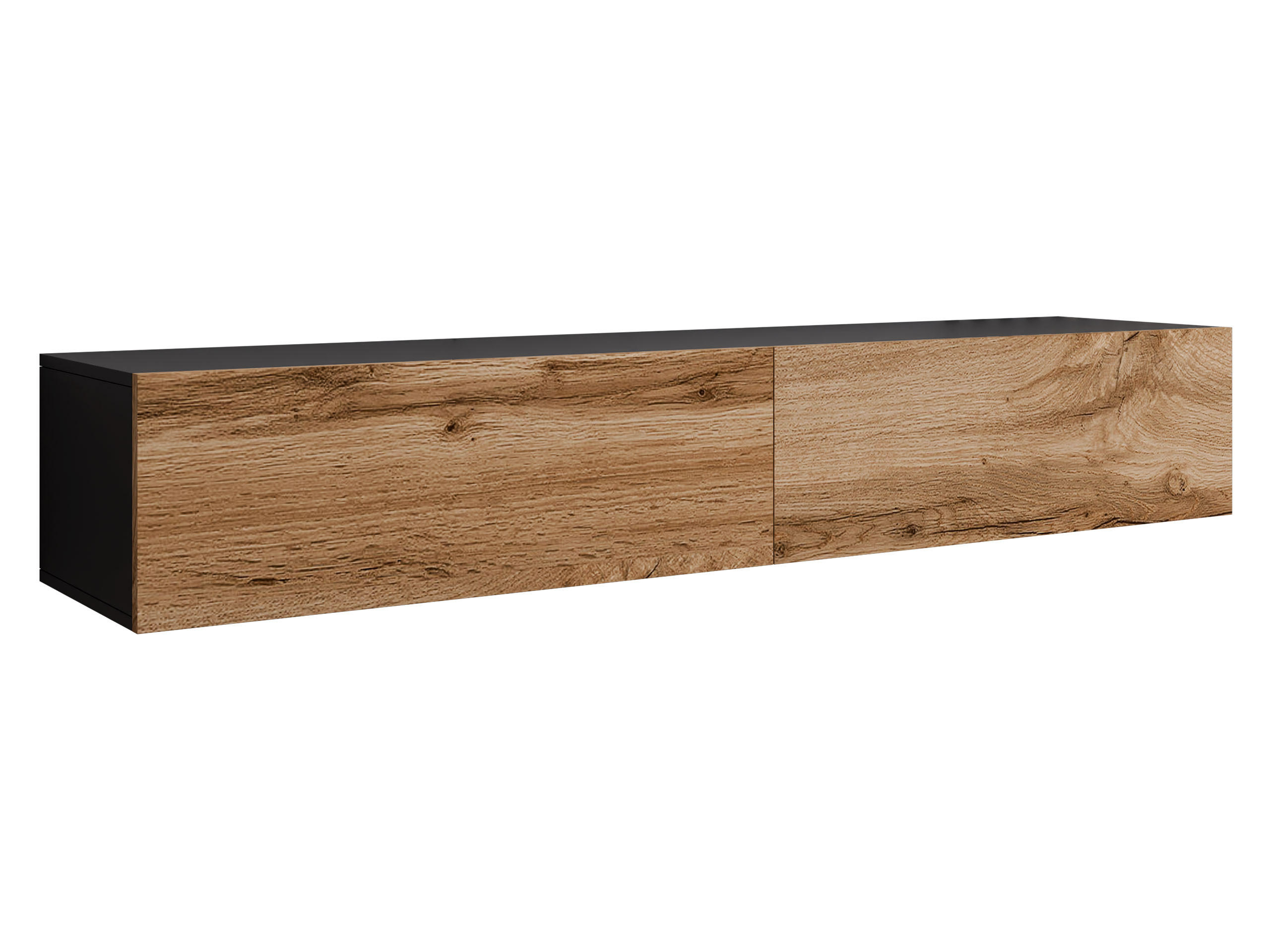 Mirjan24 Tv-Lowboard Schwarz, Eiche Wotan 180x30x40 cm