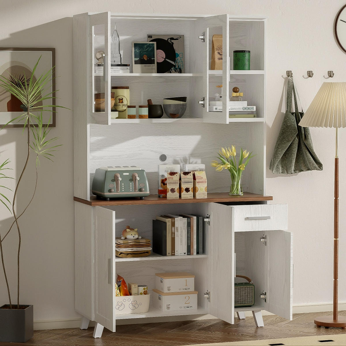 KÜCHENSCHRANK Landhausstil Weiß-Braun 114/40/190 cm - Braun, Kunststoff (40/190/114cm) - Rolipo