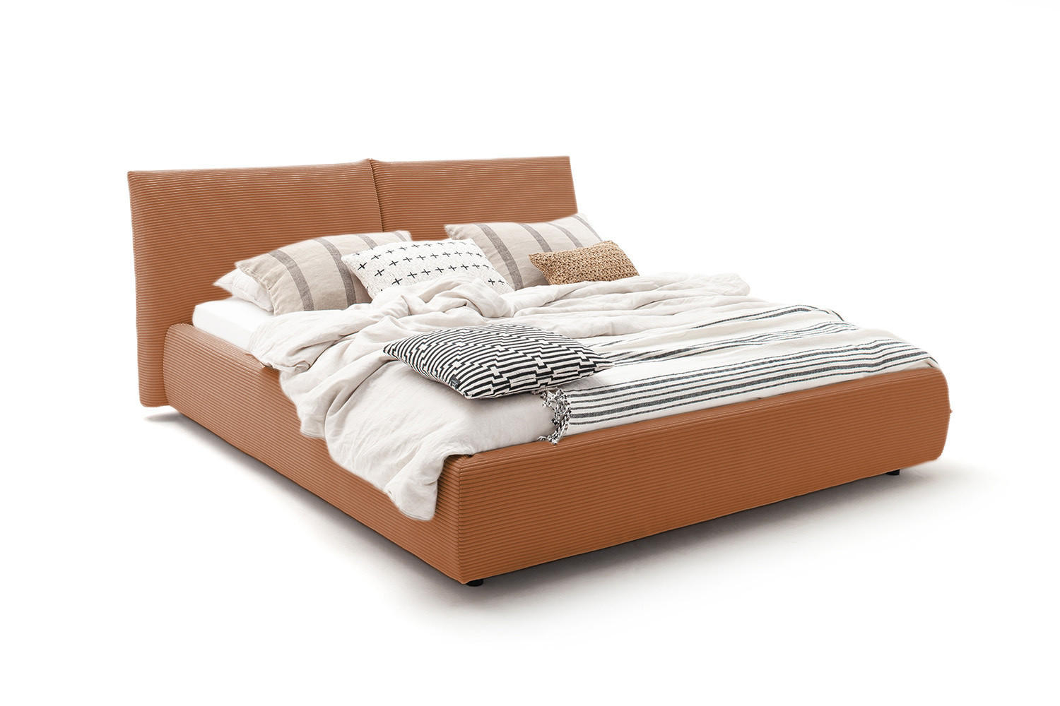 POLSTERBETT HENRY Braun Cord - Schwarz/Braun, Textil (180/200cm) - KAWOLA