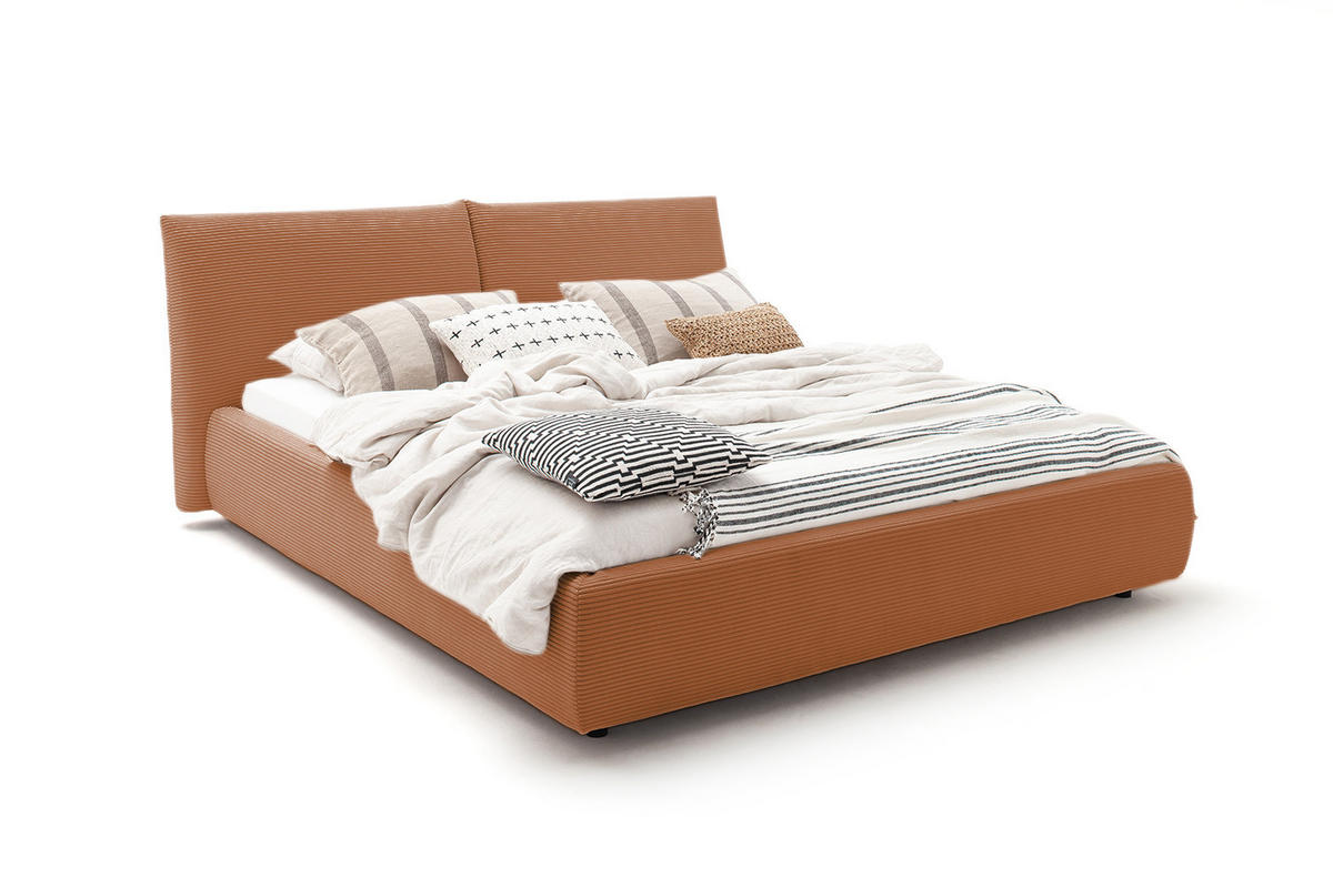 POLSTERBETT HENRY Braun Cord - Schwarz/Braun, Textil (180/200cm) - KAWOLA