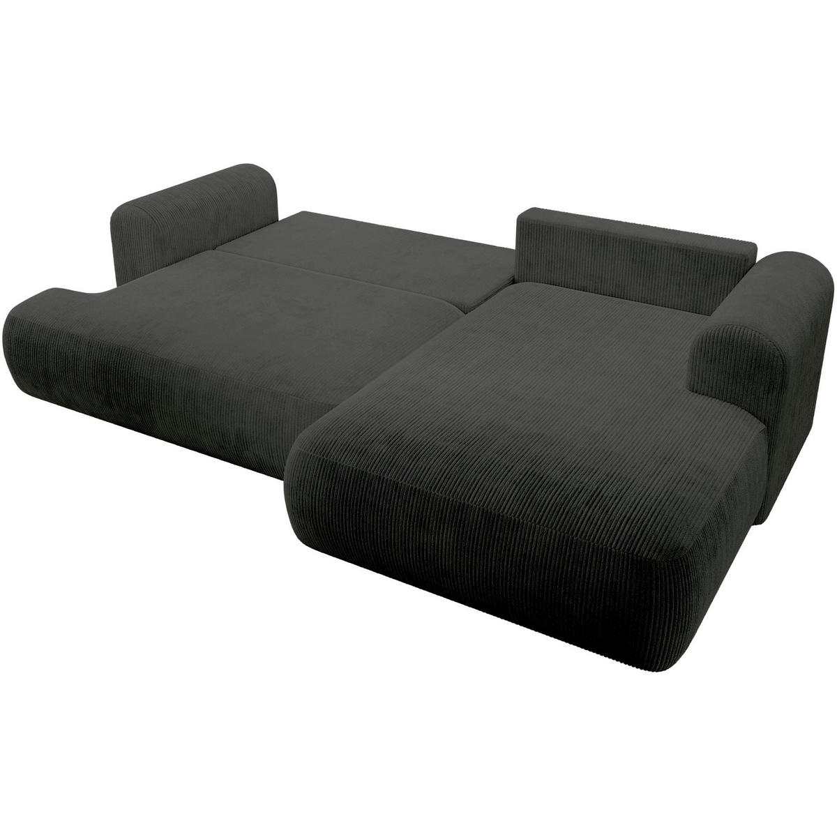 ECKSOFA Ovo Cord mit Cordbezug Dunkelgrau, rechts - Dunkelgrau/Schwarz, Textil (165/260cm) - Selsey