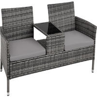 RATTAN GARTENSITZBANK Narbonne, 6 cm Sitzpolster, grau/hellgrau - Grau, Kunststoff (61/82/131cm) - tectake