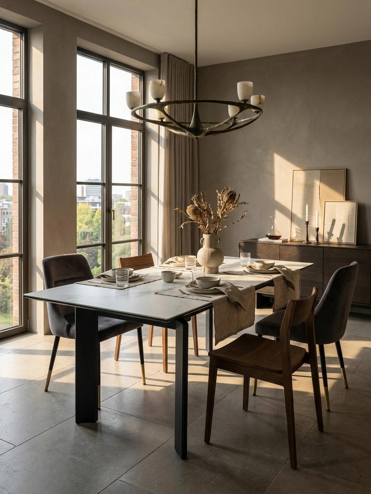 ESSTISCH Ausziehbar Keramik Glas Marmoroptik 180-240 MALTA, Weiß-Schwarz 180x95x77 cm - Schwarz/Weiß, Glas/Metall (95/180/77cm) - KADIMA DESIGN
