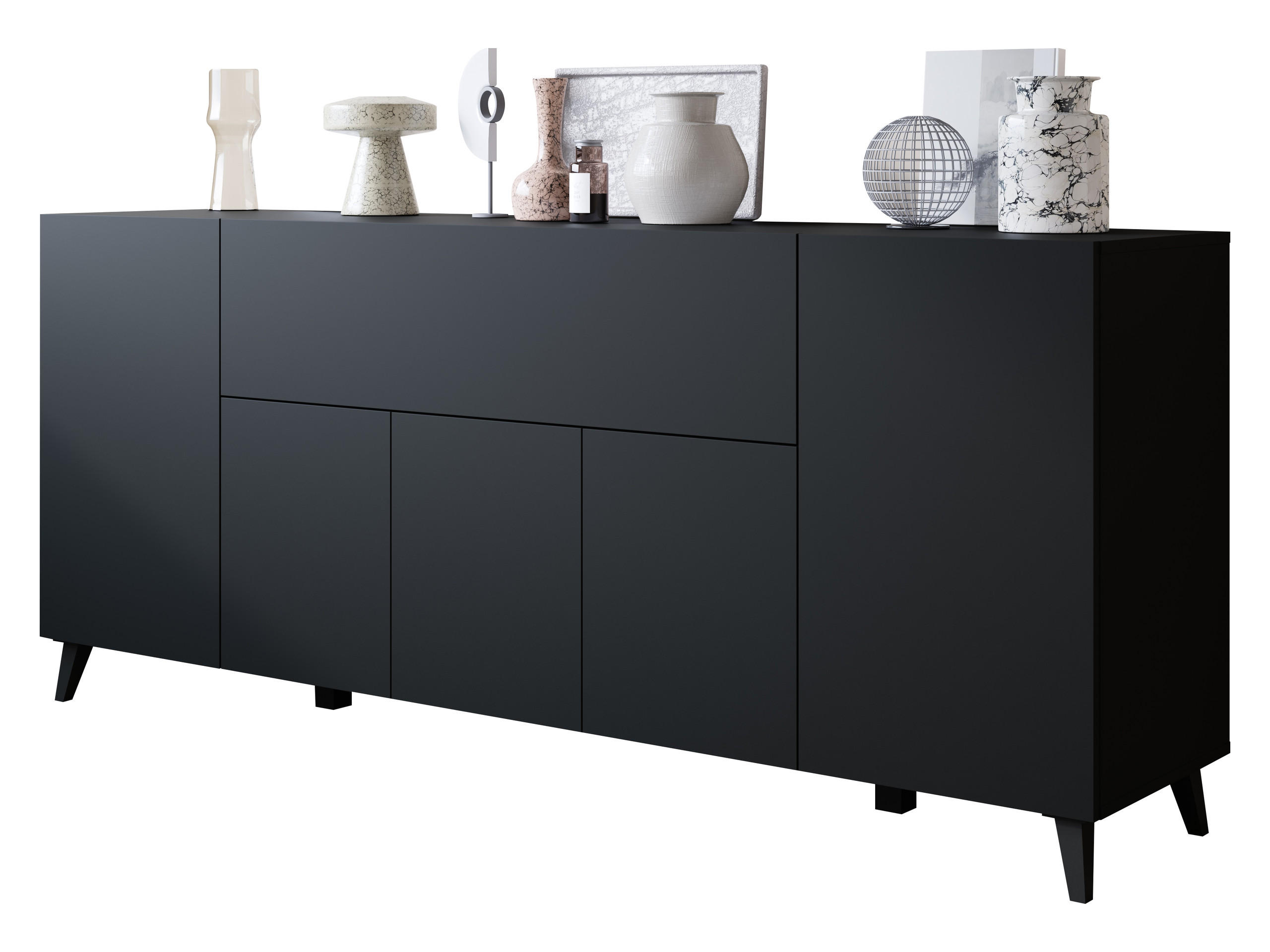 SIDEBOARD Phuket 180 - Schwarz/Graphitfarben, Holzwerkstoff/Kunststoff (180/76/38cm) - MIRJAN24