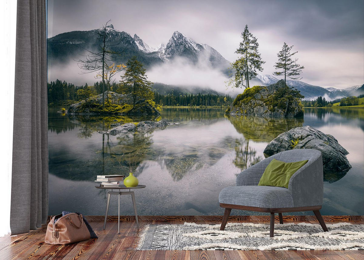 FOTOTAPETE Berglandschaft 375 x 270 cm - Grün, Papier (375/270cm) - Sanders & Sanders