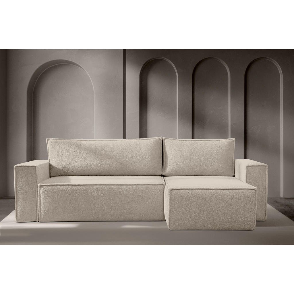 Thumbnail - Konsimo® Eckschlafsofa-Links/Rechts, Weiß, Creme, Textil, L-Form,L-Form, 262x148 cm, FSC 100%, Hergestellt in Europa, Wo...