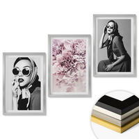 WANDBILDER 3er Set - 40x60 cm Silberner Rahmen - Stilvolle Porträts von Frauen mit Blumen - Silberfarben, Kunststoff (40/60cm) - ArtPrintCave
