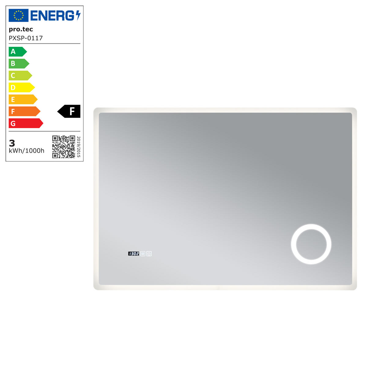 BADEZIMMERSPIEGEL Racale - Weiß, Glas/Metall (100/70/3cm) - pro.tec