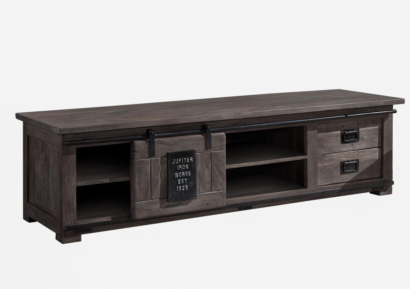 TV-BOARD Mango 180x55x50 grau lackiert RAILWAY #245 - Grau, Holz (180/50/55cm) - Massivmoebel24