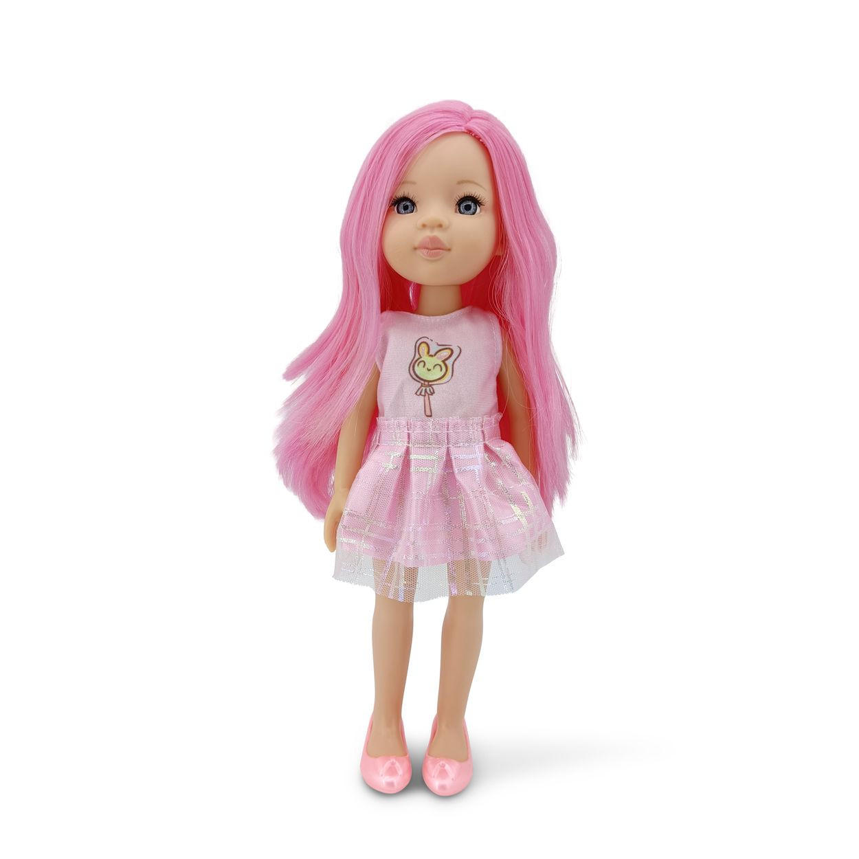 KINDERPUPPE Pretty Doll pink 33 cm, Kleidung, Haare, Schuhe, beweglich, Rollenspiel, ab 3 Jahren - Pink, Kunststoff (11/7/33cm) - Moni