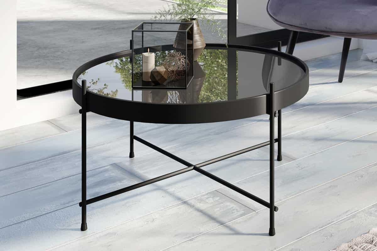 COUCHTISCH ELEGANCE rund Schwarz|Transparent 70cm - Transparent/Schwarz, Glas/Metall (70/70/40cm) - riess-ambiente