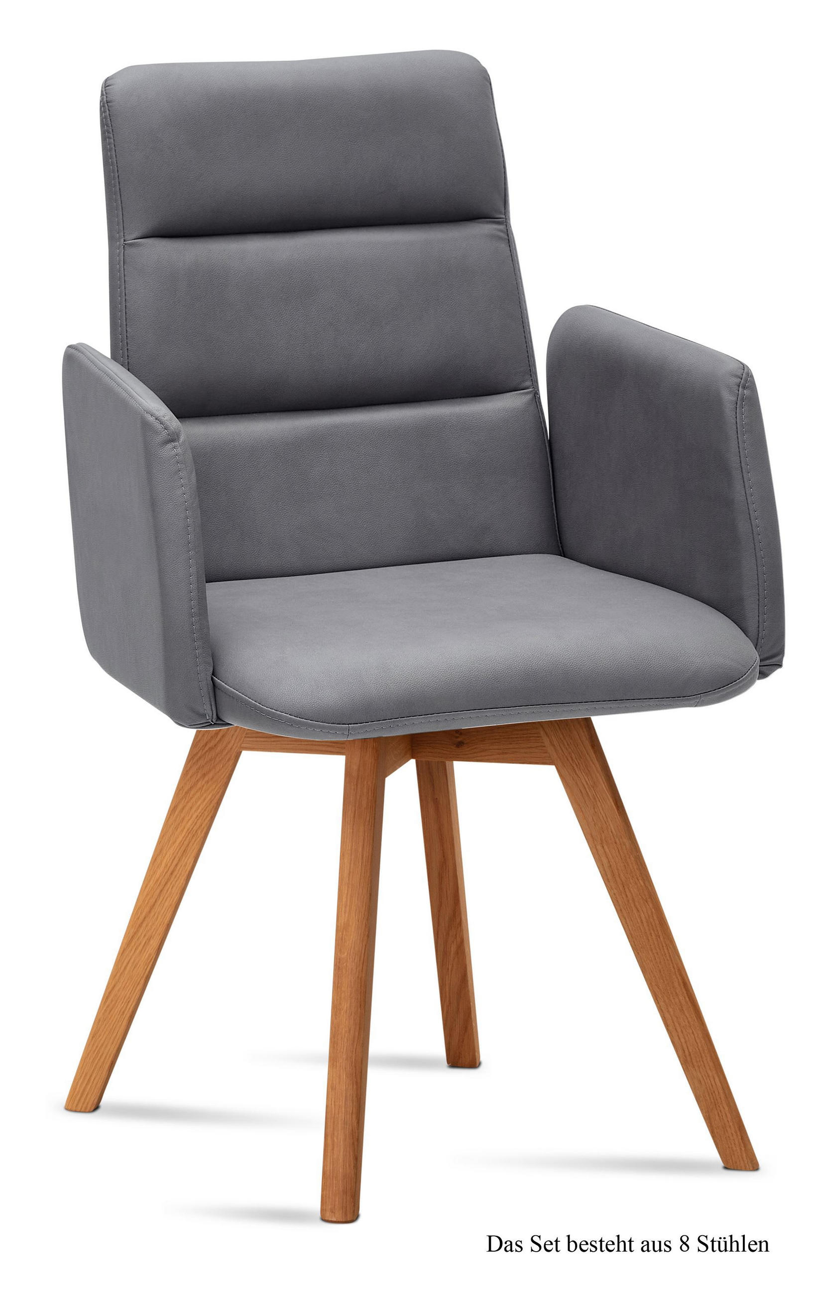 ARMLEHNSTUHL (8er-Set) Dobka 52x92x60 Eiche geölt/Grau - Eichefarben/Grau, Kunststoff (60/92/52cm) - 58aufmkessel