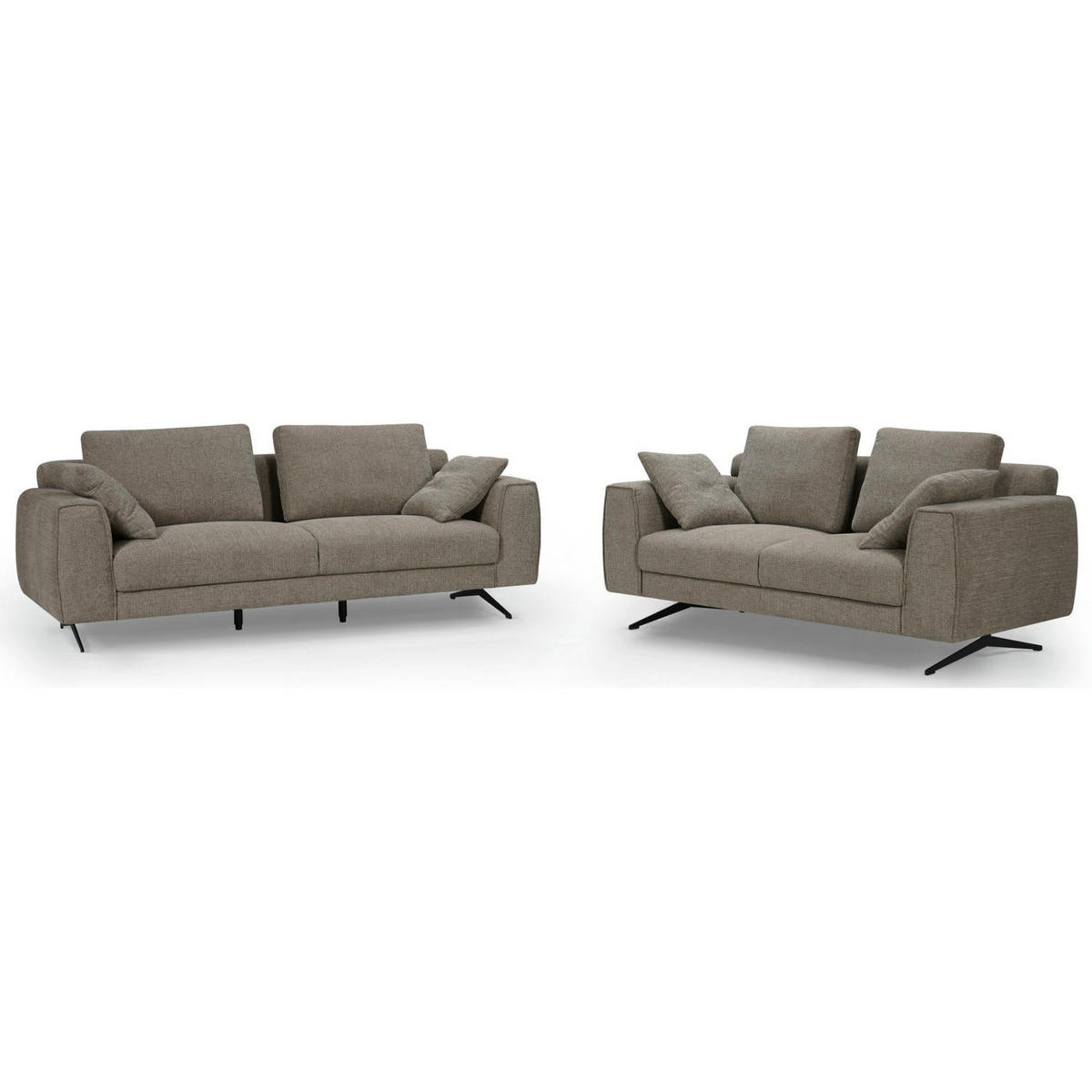ZWEISITZER-SOFA Webstoff Braun - Schwarz/Braun, Textil/Metall (176/84/92cm) - Furnhouse
