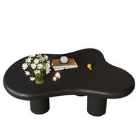 COUCHTISCH Wolkenform 97/67/32 cm Schwarz aus MDF mit Filzgleitern lackiert - Schwarz, Holzwerkstoff (97/67/32cm) - OKWISH