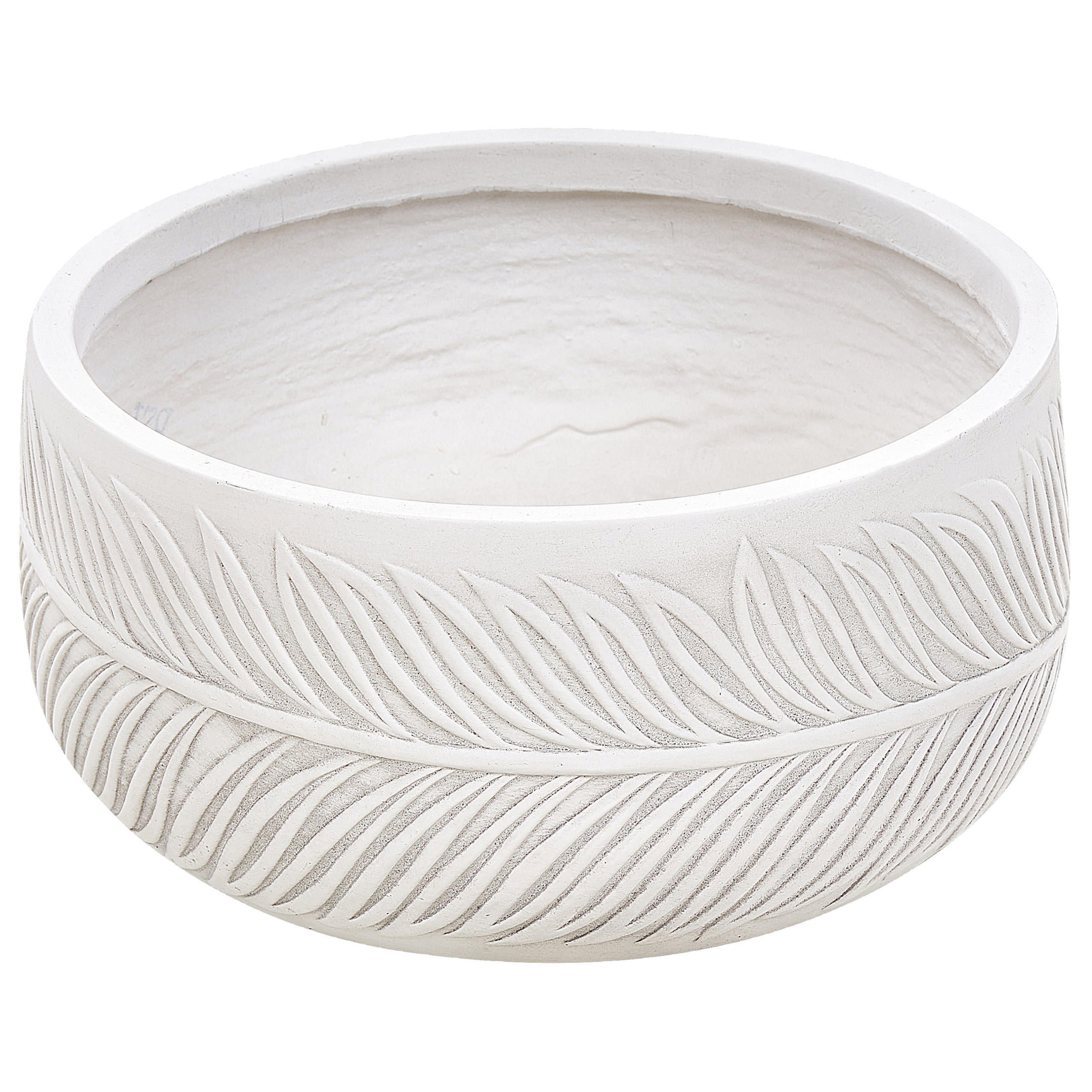 BLUMENTOPF cremeweiß rund 35/35/19 cm Ftero - Weiß, Naturmaterialen (19cm) - Beliani