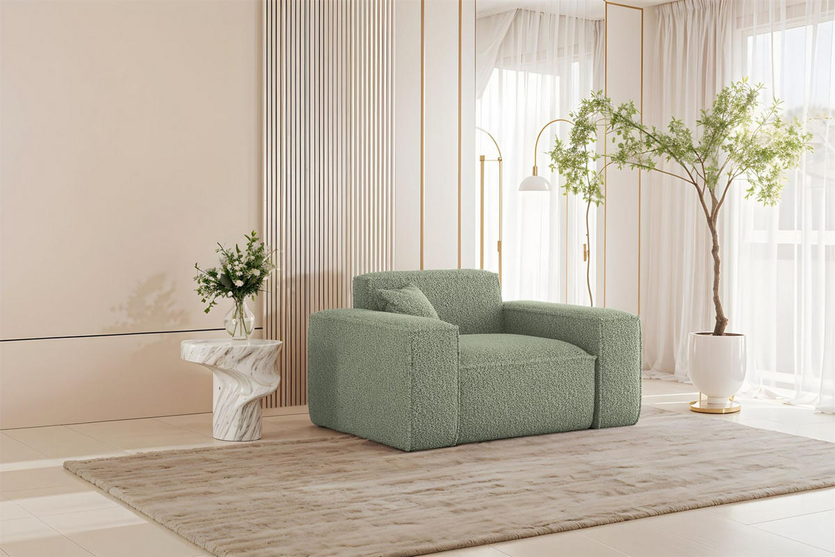 SOFASET Celes Premium 3-2-1 In Sven - Grün, Holzwerkstoff/Textil (218/73/90cm) - Fun Möbel